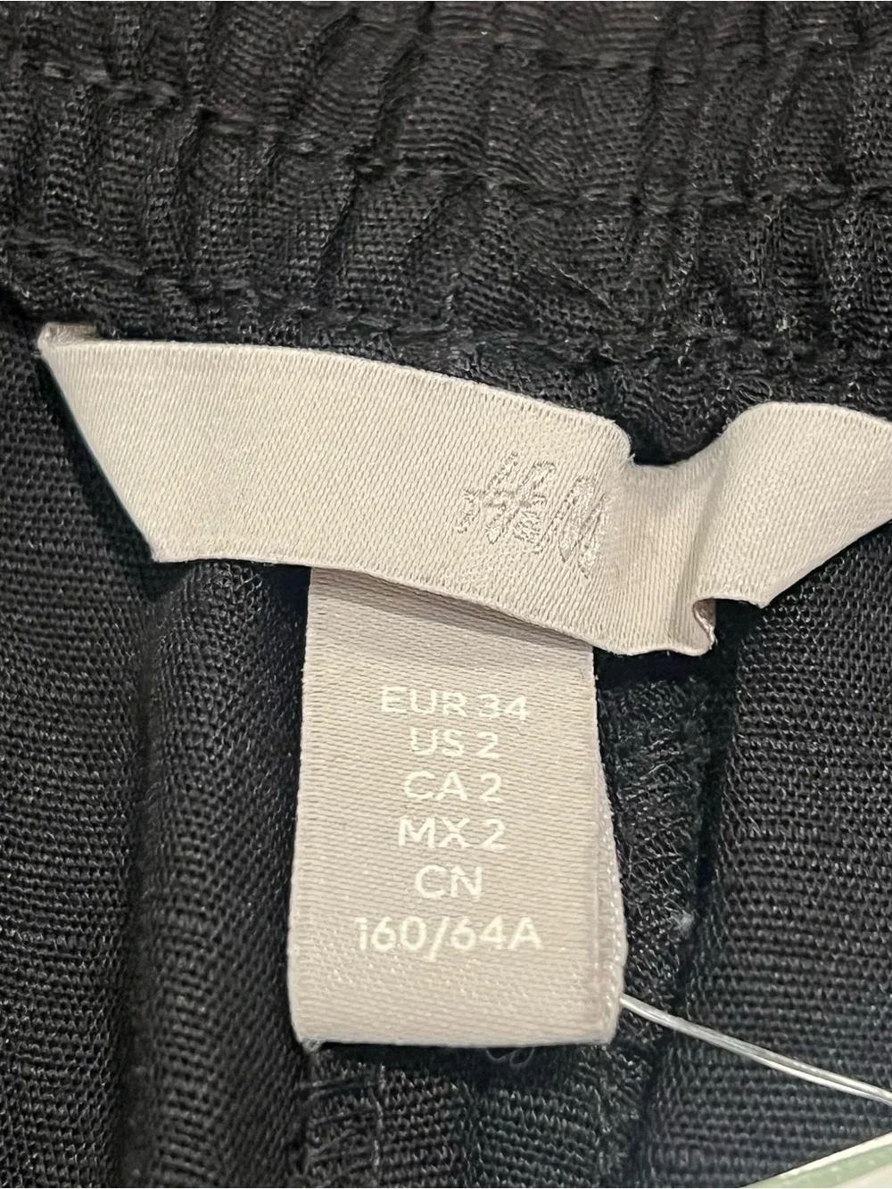 NWT H&M Women’s Linen Blend Pleated Wide Leg Trousers Black US 2 High Waisted